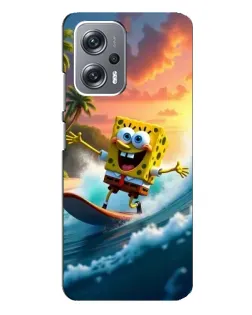 Чехол для Xiaomi Redmi Note 12 Pro Plus с картинкой «Губка Боб серфингист»