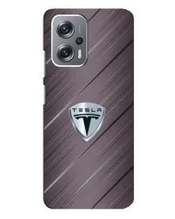 Чехол для Xiaomi Redmi Note 12 Pro Plus с картинкой «Металлическая текстура Tesla»