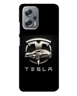 Чехол для Xiaomi Redmi Note 12 Pro Plus с картинкой «Tesla — серебристое авто»