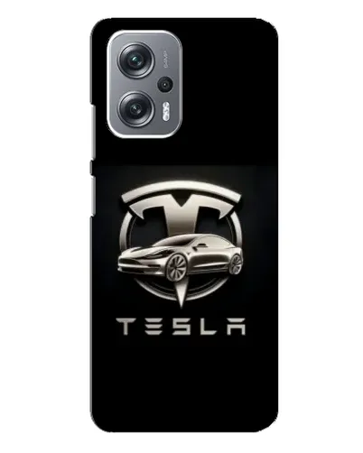 Чехол для Xiaomi Redmi Note 12 Pro Plus с картинкой «Tesla — серебристое авто»