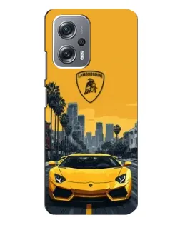 Чехол для Xiaomi Redmi Note 12 Pro Plus с картинкой «Желтый Lamborghini город»