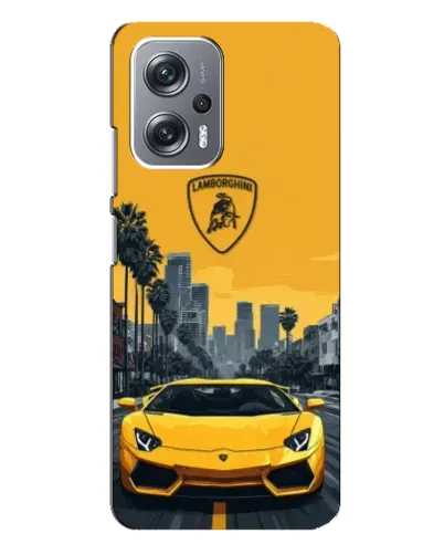 Чехол для Xiaomi Redmi Note 12 Pro Plus с картинкой «Желтый Lamborghini город»
