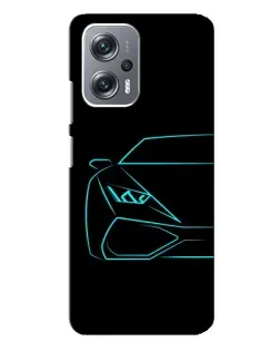 Чехол для Xiaomi Redmi Note 12 Pro Plus с картинкой «Голубой силуэт Lamborghini»