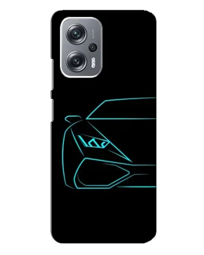 Чехол для Xiaomi Redmi Note 12 Pro Plus с картинкой «Голубой силуэт Lamborghini»