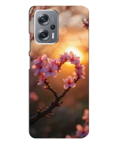 Чехол для Xiaomi Redmi Note 12 Pro Plus с картинкой «Розовый цвет сердце на фоне заката»