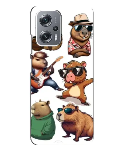 Чехол для Xiaomi Redmi Note 12 Pro Plus с картинкой «Крутые капибары музыканты»