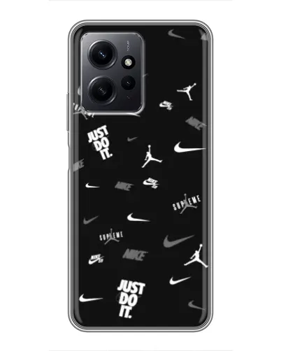 Чехол для Xiaomi Redmi Note 12 с картинкой «Nike Black Pattern»