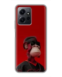 Чехол для Xiaomi Redmi Note 12 с картинкой «Bored Ape в красном» Чехол для Xiaomi Redmi Note 12 с картинкой «Bored Ape в красном»