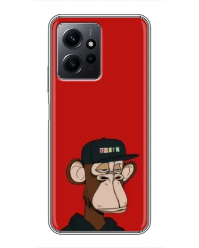 Чехол для Xiaomi Redmi Note 12 с картинкой «Bored Ape — красный фон»