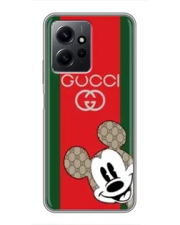 Чехол для Xiaomi Redmi Note 12 с картинкой «Gucci — полосы и Микки»