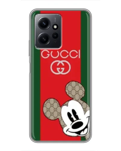 Чехол для Xiaomi Redmi Note 12 с картинкой «Gucci — полосы и Микки»