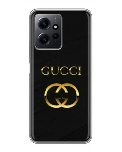 Чехол для Xiaomi Redmi Note 12 с картинкой «Золотой логотип Gucci»