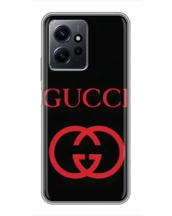 Чехол для Xiaomi Redmi Note 12 с картинкой «Gucci — красный логотип»