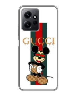 Чехол для Xiaomi Redmi Note 12 с картинкой «Микки Маус Gucci — полосы»