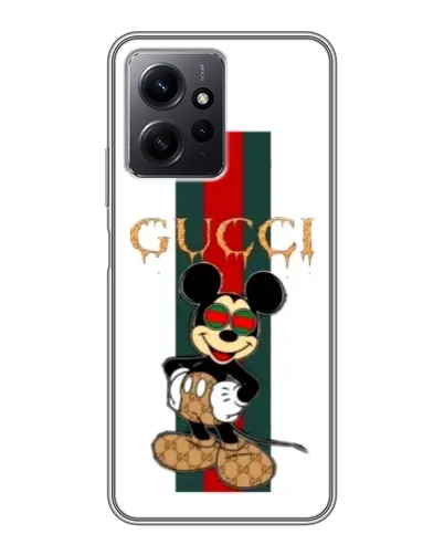 Чехол для Xiaomi Redmi Note 12 с картинкой «Микки Маус Gucci — полосы»