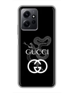 Чехол для Xiaomi Redmi Note 12 с картинкой «Gucci — серебряная змея»