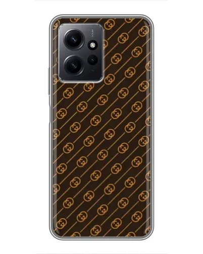 Чехол для Xiaomi Redmi Note 12 с картинкой «Gucci — золотые диагонали»