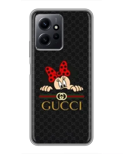 Чехол для Xiaomi Redmi Note 12 с картинкой «Минни Маус Gucci — черный»