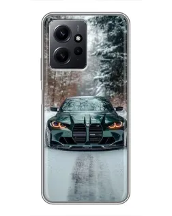 Чохол для Xiaomi Redmi Note 12 з картинкою «BMW у зимовому лісі»