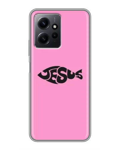 Чехол для Xiaomi Redmi Note 12 с картинкой «Розовый символ  Jesus»