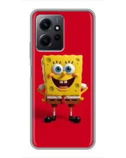 Чохол для Xiaomi Redmi Note 12 з картинкою «Спанч Боб на червоному»