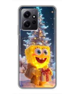 Чохол для Xiaomi Redmi Note 12 з картинкою «Різдвяний Спанч Боб»