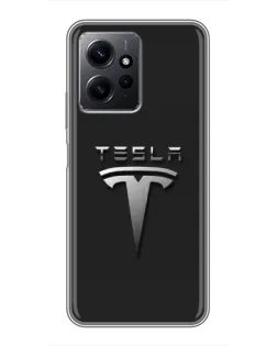 Чохол для Xiaomi Redmi Note 12 з картинкою «Сталевий логотип Tesla»