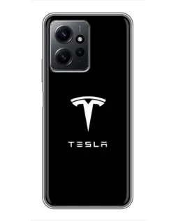 Чохол для Xiaomi Redmi Note 12 з картинкою «Tesla White Logo»