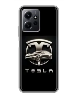 Чохол для Xiaomi Redmi Note 12 з картинкою «Tesla — срібне авто»