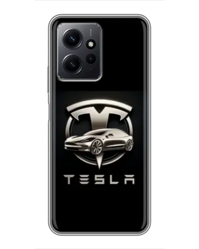 Чохол для Xiaomi Redmi Note 12 з картинкою «Tesla — срібне авто»