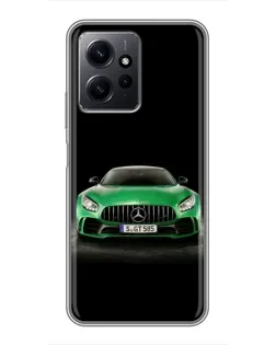Чехол для Xiaomi Redmi Note 12 с картинкой «Mercedes — неоновый лого»