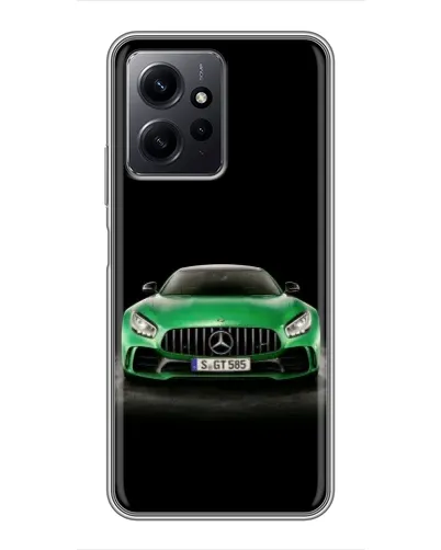 Чехол для Xiaomi Redmi Note 12 с картинкой «Mercedes — неоновый лого»