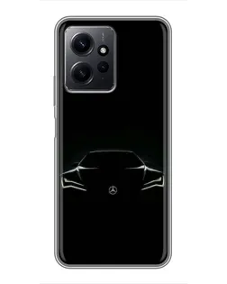 Чехол для Xiaomi Redmi Note 12 с картинкой «Mercedes — силуэт авто» Чехол для Xiaomi Redmi Note 12 с картинкой «Mercedes — силуэт авто»