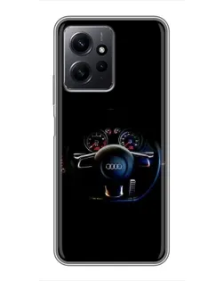 Чохол для Xiaomi Redmi Note 12 з картинкою «Салон Audi — кермо»