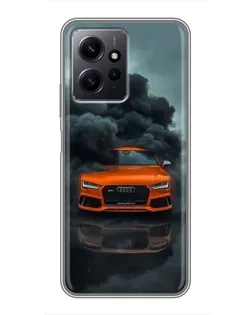 Чехол для Xiaomi Redmi Note 12 с картинкой «Audi в облаках дыма»