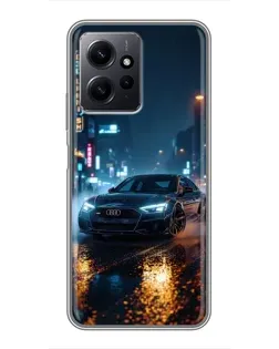 Чехол для Xiaomi Redmi Note 12 с картинкой «Ночной город и Audi»