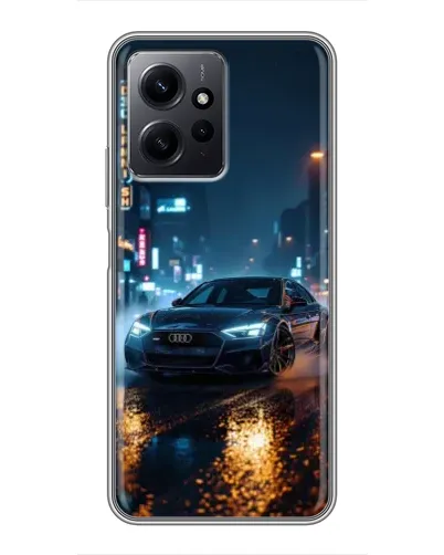 Чехол для Xiaomi Redmi Note 12 с картинкой «Ночной город и Audi»