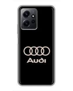 Чехол для Xiaomi Redmi Note 12 с картинкой «Audi — золотой логотип»