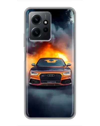 Чехол для Xiaomi Redmi Note 12 с картинкой «Audi в огненном дыму»