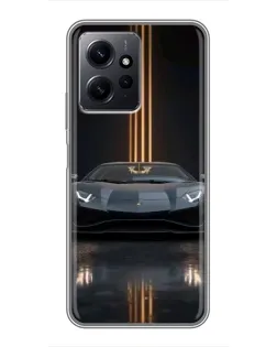 Чохол для Xiaomi Redmi Note 12 з картинкою «Lamborghini золоті лінії»