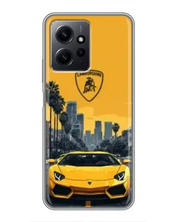 Чохол для Xiaomi Redmi Note 12 з картинкою «Жовтий Lamborghini місто»
