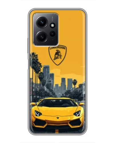 Чохол для Xiaomi Redmi Note 12 з картинкою «Жовтий Lamborghini місто»