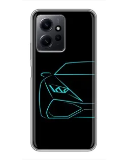 Чохол для Xiaomi Redmi Note 12 з картинкою «Блакитний силует Lamborghini»