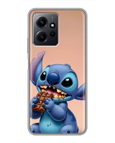 Чехол для Xiaomi Redmi Note 12 с картинкой «Стич ест шоколад»