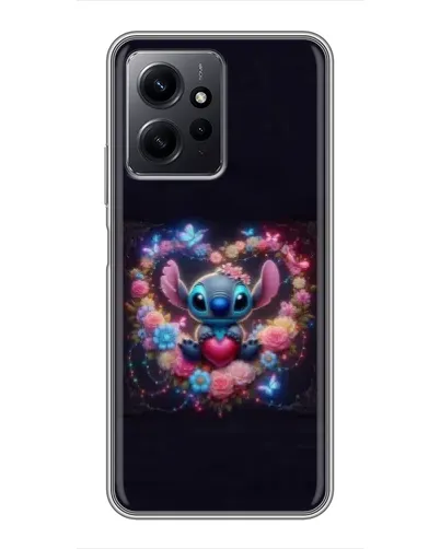 Чехол для Xiaomi Redmi Note 12 с картинкой «Stitch в цветах»