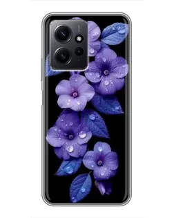 Чохол для Xiaomi Redmi Note 12 з картинкою «Фіолетові квіти з росою»