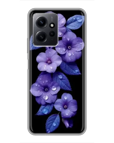 Чохол для Xiaomi Redmi Note 12 з картинкою «Фіолетові квіти з росою»
