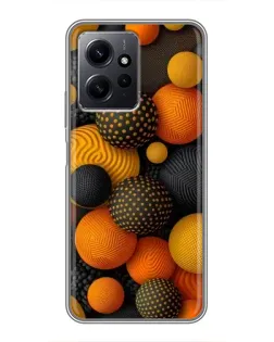 Чехол для Xiaomi Redmi Note 12 с картинкой «Объемные оранжевые сферы»