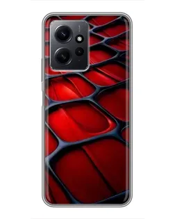 Чехол для Xiaomi Redmi Note 12 с картинкой «Красная глянцевая сетка»