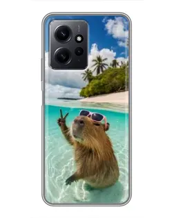 Чохол для Xiaomi Redmi Note 12 з картинкою «Капібара на морі»